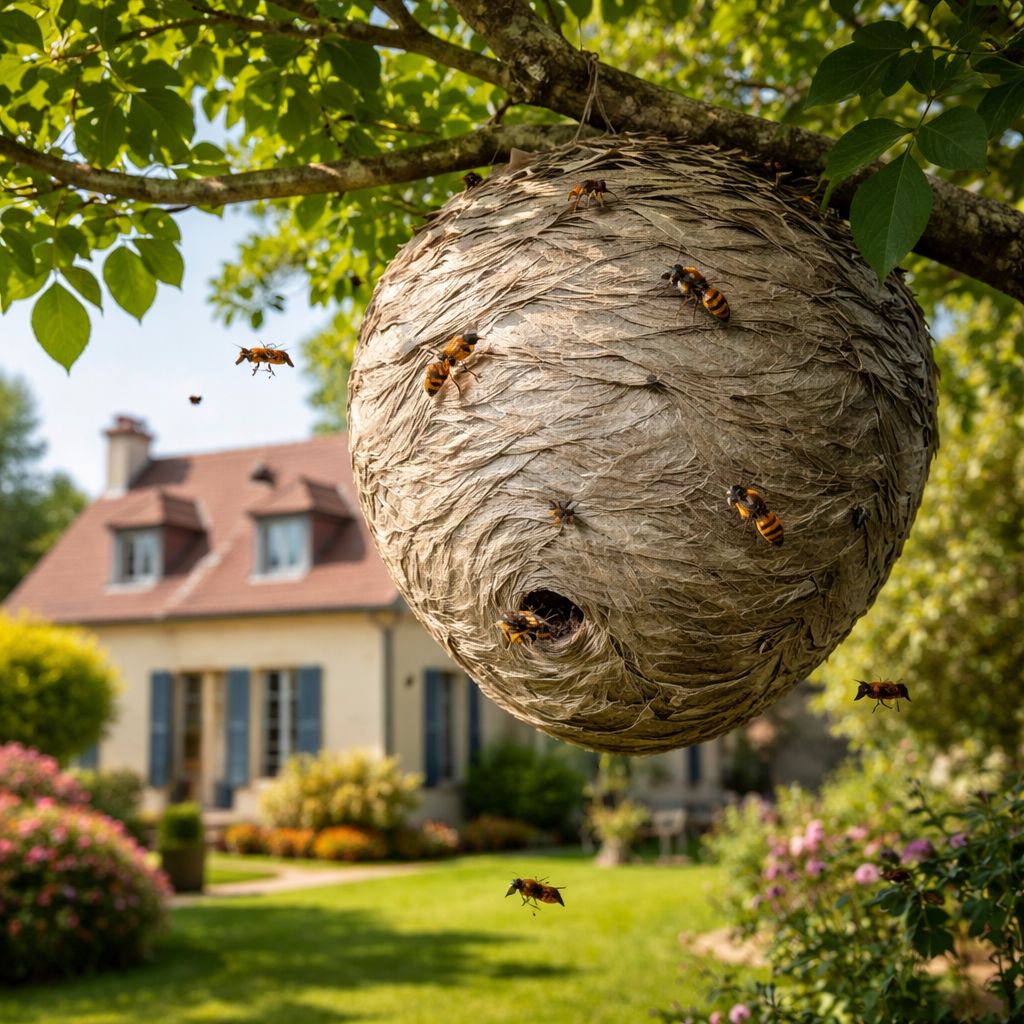 Nid de frelon asiatique Vespa velutina en Essonne